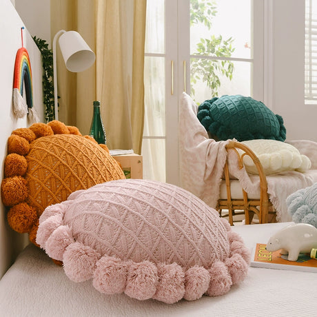 YOULI Finnian Handmade Knitted Round Pillow from YOULI