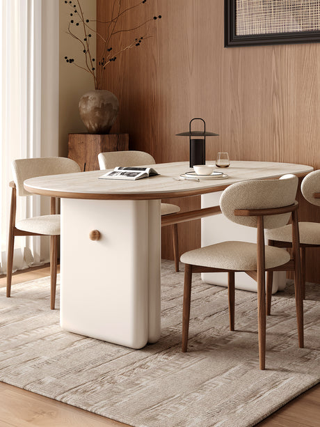 QUANMU Selah Elegant Cream Oval Dining Table from QUANMU