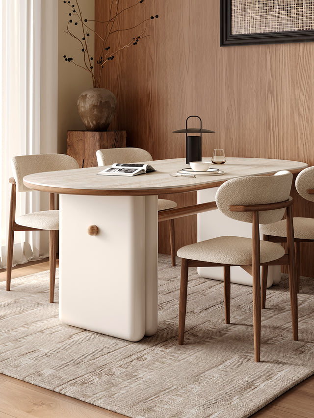 QUANMU Selah Elegant Cream Oval Dining Table from QUANMU