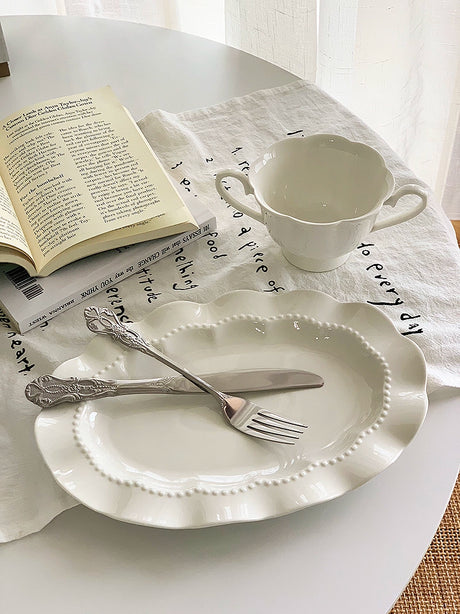 YASUKI Elowen Elegant Relief White Ceramic Tableware from YASUKI