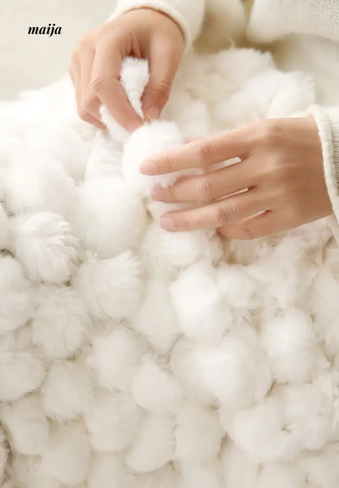 Rabbit Snowball Fluffy Velvet Throw from milamila