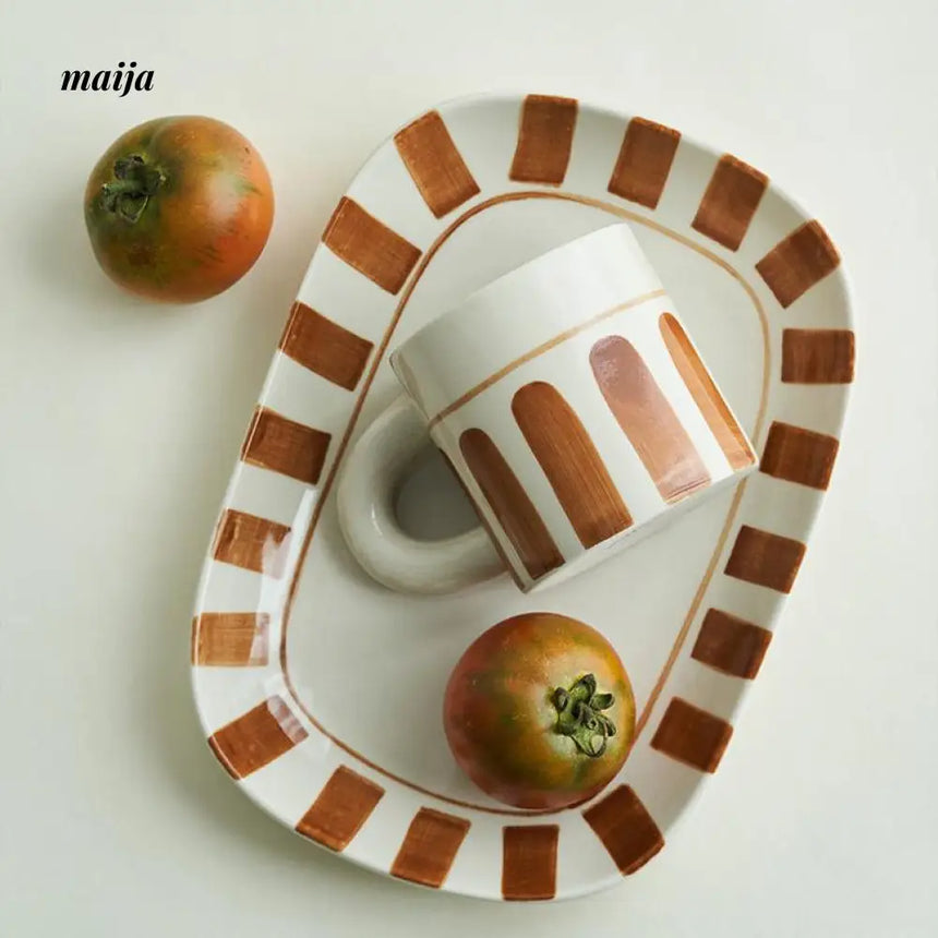 Hand Painted Striped Mug Set from momo's talk
