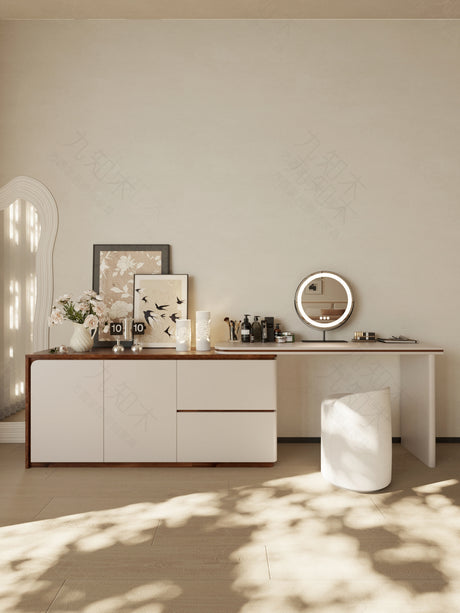FANGYUAN Amaya Walnut-Color Serene Integrated Dressing Table from FANGYUAN