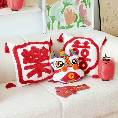 YOULI Aiden Double Happy Words Decorative Cushion from YOULI