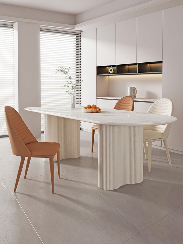 QUANMU Arlesia Elegant Light Luxury Semi-Circular Dining Table Set from QUANMU