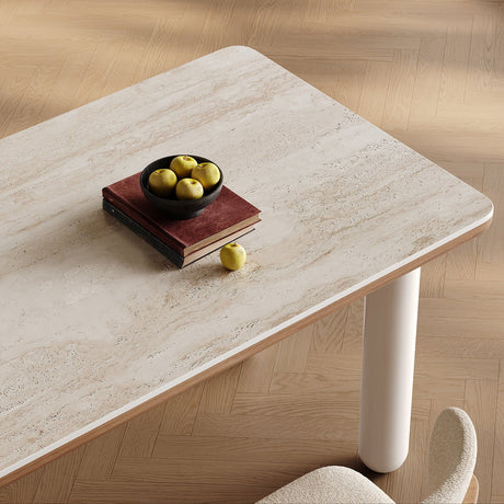 QUANMU Lysander Elegant Cream Rectangular Dining Table from QUANMU