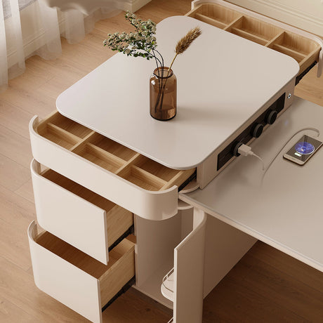 QUANMU Santiago Elegant Rock Plate Cream Style Luxury Dining Table from QUANMU