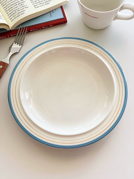 YASUKI Minja Retro Striped Ceramic Soup Bowl from YASUKI