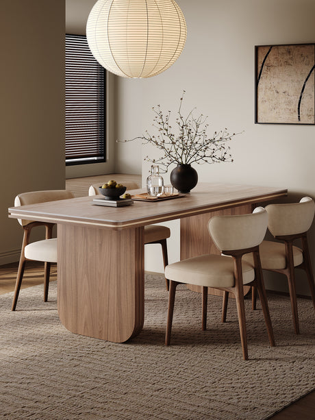 QUANMU Javier Elegant Walnut Veneer Dining Table from QUANMU