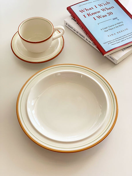 YASUKI Minja Retro Striped Ceramic Soup Bowl from YASUKI