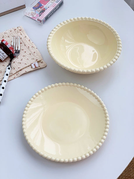 YASUKI Eliana Elegant Pearl White Ceramic Dessert Plate from YASUKI