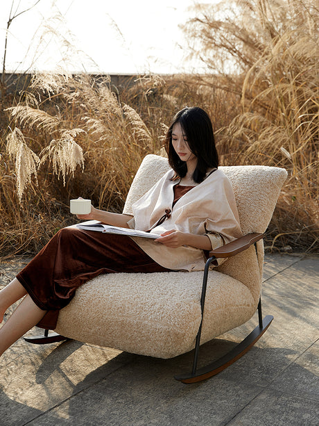 QUANMU Veridian Soft-Wool Retro Rocking Chair from QUANMU