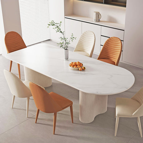 QUANMU Arlesia Elegant Light Luxury Semi-Circular Dining Table Set from QUANMU
