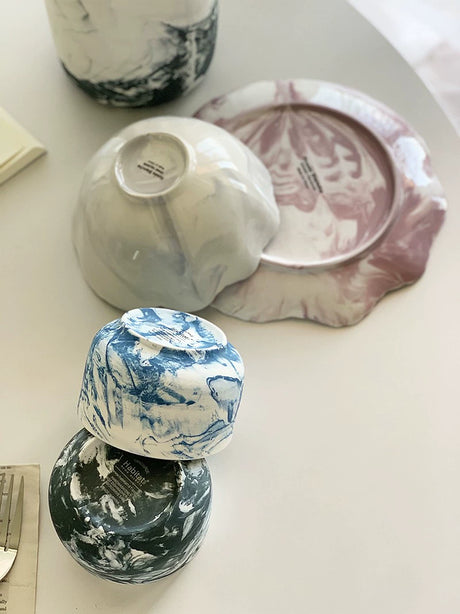 YASUKI Oliver Modern Marble Design Ceramic Date Bowl from YASUKI