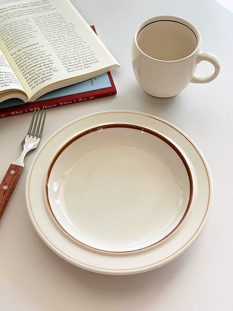 YASUKI Minja Retro Striped Ceramic Soup Bowl from YASUKI