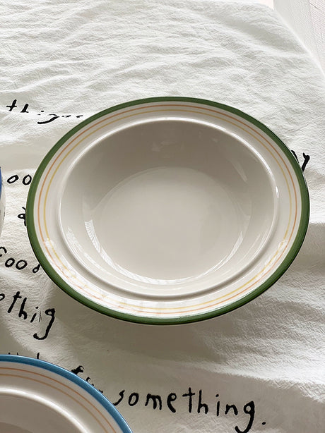 YASUKI Minja Retro Striped Ceramic Soup Bowl from YASUKI