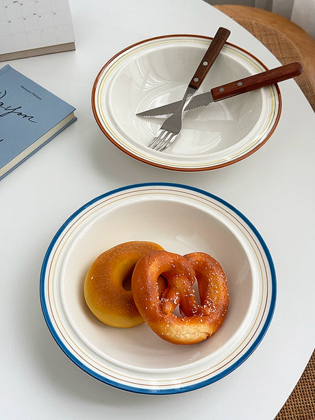 YASUKI Minja Retro Striped Ceramic Soup Bowl from YASUKI