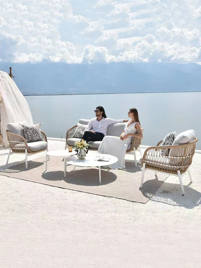 RATTAN SPACE Araceli Premium Waterproof High Chair Coffee Table with Sun Protection from RATTAN SPACE