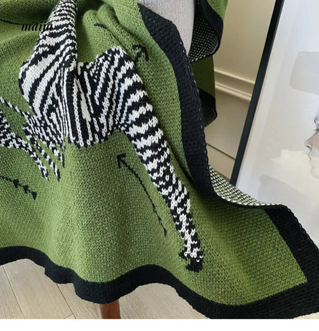 Green Zebra Retro Throw from maija