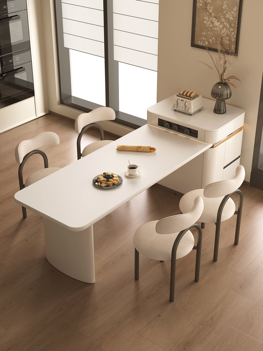 QUANMU Santiago Elegant Rock Plate Cream Style Luxury Dining Table from QUANMU