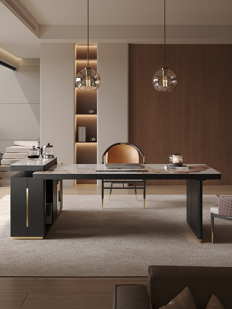 QUANMU Elowen Elegant Minimalist Rockboard Desk Table from QUANMU
