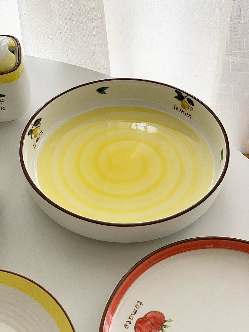 YASUKI Emilia Pastoral Fruit Glaze Ceramic Rice Bowl from YASUKI