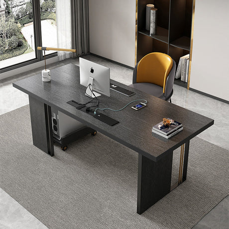 QUANMU Serena Sleek Black Luxury Writing Desk from QUANMU