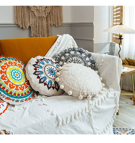 YOULI Amara Handmade Ethnic Round Pillow from YOULI