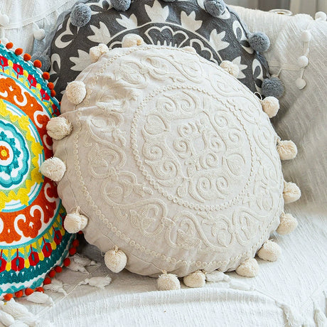 YOULI Amara Handmade Ethnic Round Pillow from YOULI