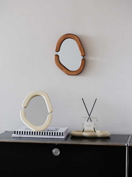 MOMO'S TALK Amelie Vintage Wooden Cream Mirror Table Jewelry Decoration Handmade from MOMO'S TALK