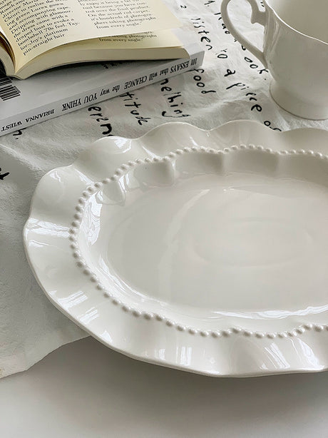 YASUKI Elowen Elegant Relief White Ceramic Tableware from YASUKI
