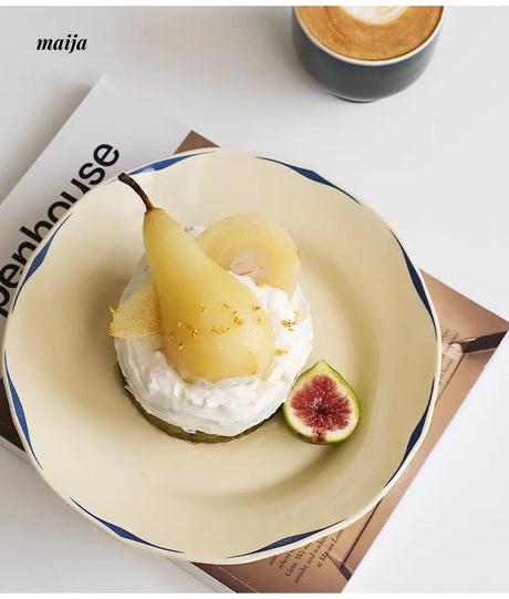 Vintage Cream Stripe Plate from momo's talk