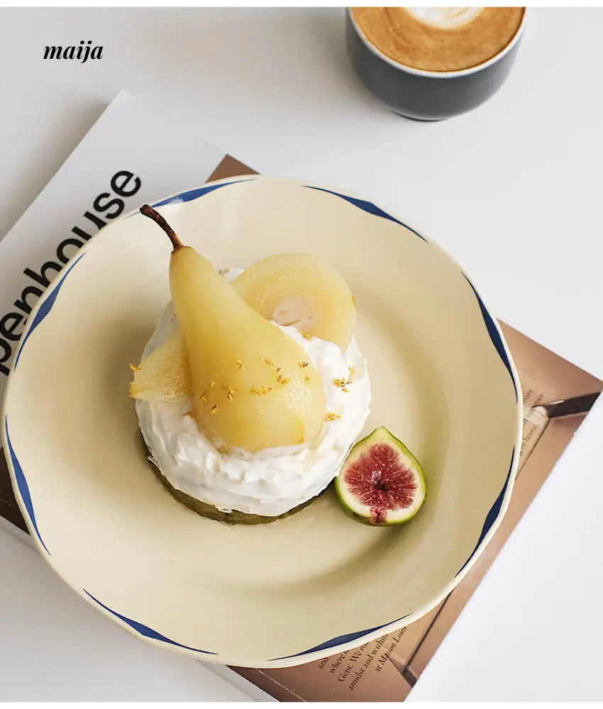 Vintage Cream Stripe Plate from momo's talk