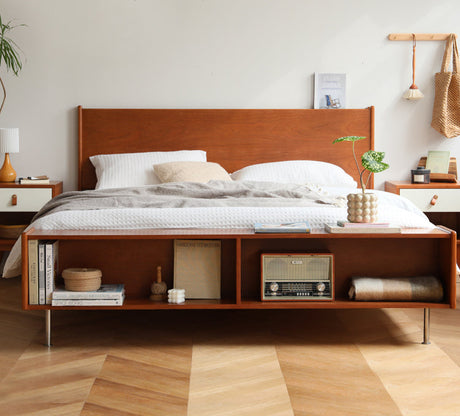 HANKE Isolde Modern Simple Cherry Wood Double Bed with Multifunctional Storage from HANKE
