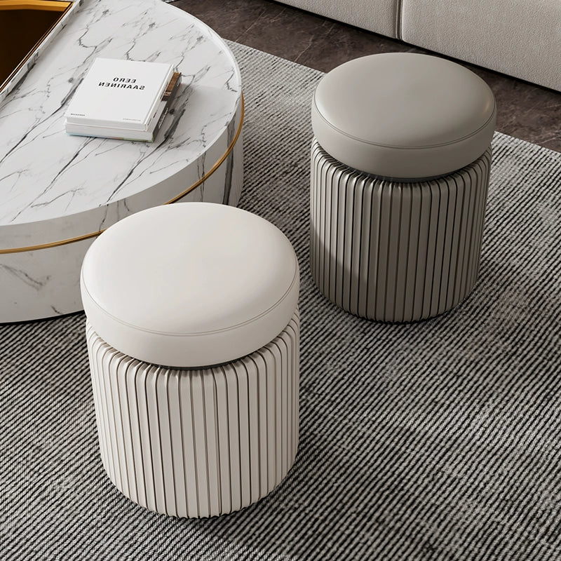 APARTMENT NO.7 Evelyn Chic Leather Round Stool from APARTMENT NO.7