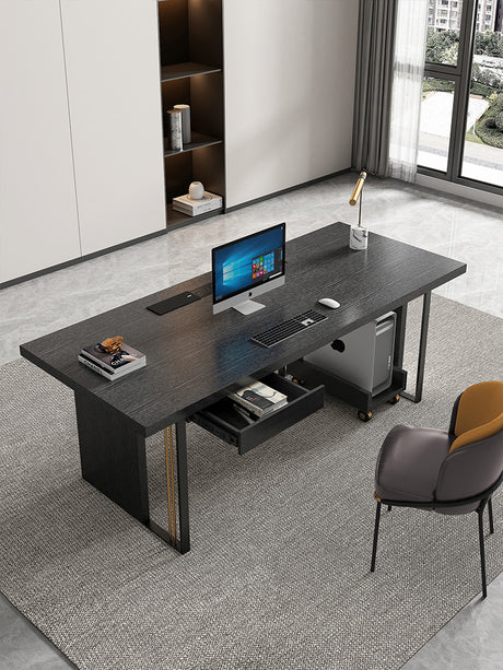 QUANMU Serena Sleek Black Luxury Writing Desk from QUANMU