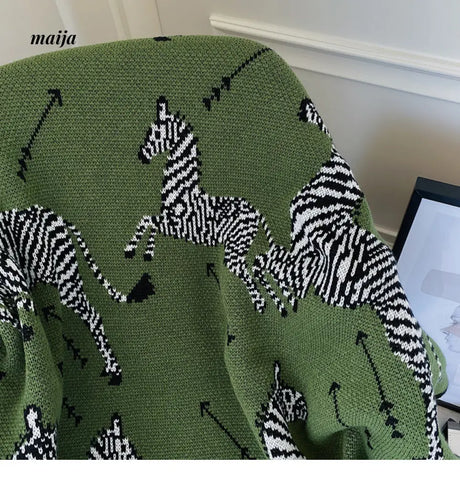 Green Zebra Retro Throw from maija