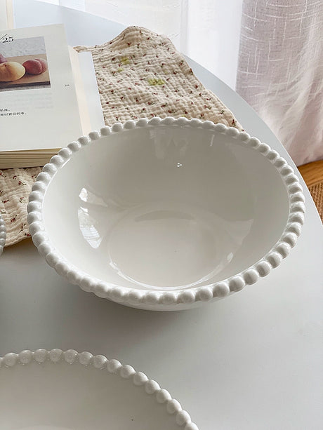 YASUKI Eliana Elegant Pearl White Ceramic Dessert Plate from YASUKI