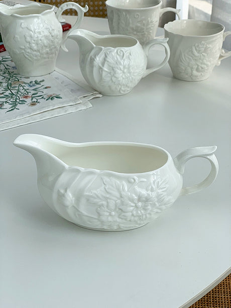 YASUKI Amelie Elegant Floral Relief Ceramic Coffee Set from YASUKI