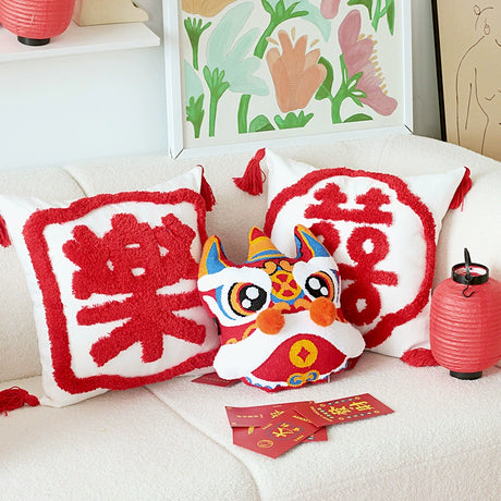YOULI Aiden Double Happy Words Decorative Cushion from YOULI