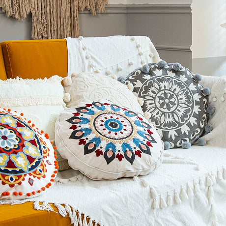 YOULI Amara Handmade Ethnic Round Pillow from YOULI
