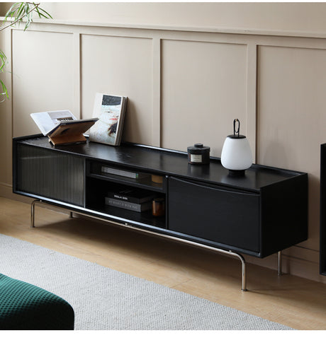 HANKE Santiago Retro Solid Wood TV Cabinet with Glass Doors - Living Room Storage Solution from HANKE
