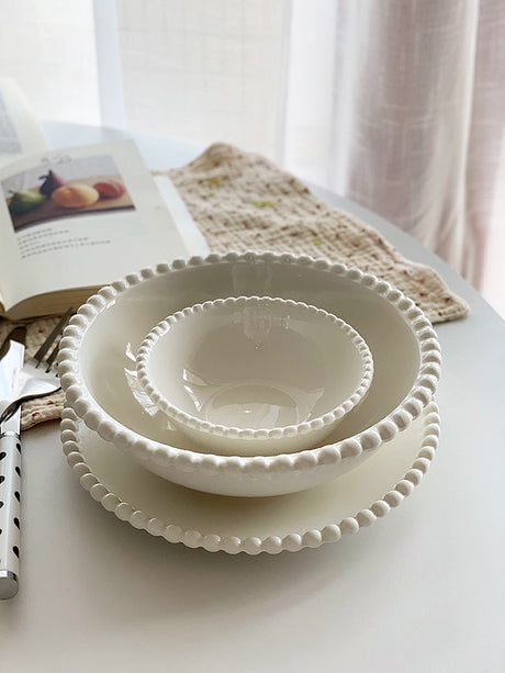 YASUKI Eliana Elegant Pearl White Ceramic Dessert Plate from YASUKI