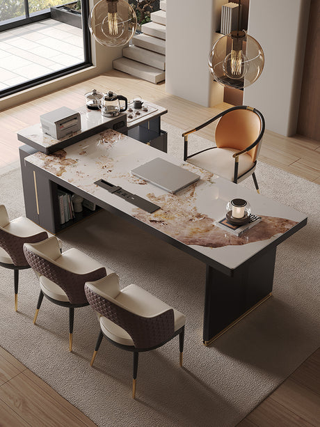 QUANMU Elowen Elegant Minimalist Rockboard Desk Table from QUANMU