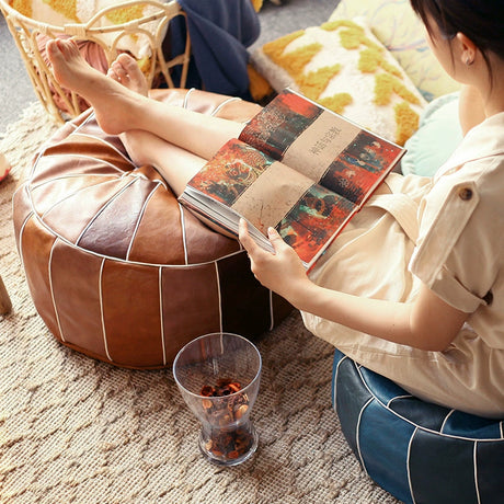 YOULI Jasper Comfortable Nordic Leather Cushion Stool from YOULI