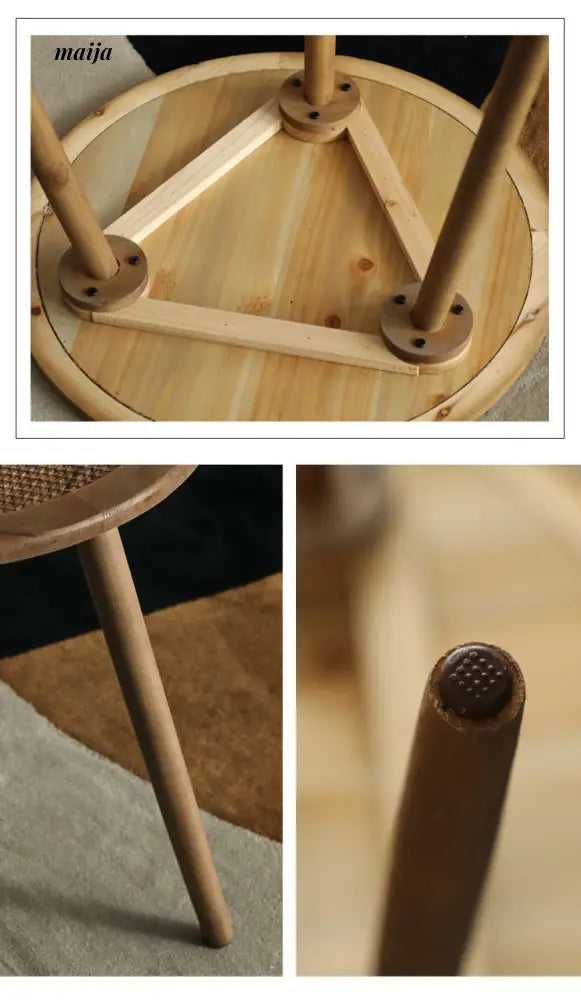 Round Woven Rattan Wooden Side Table from maija