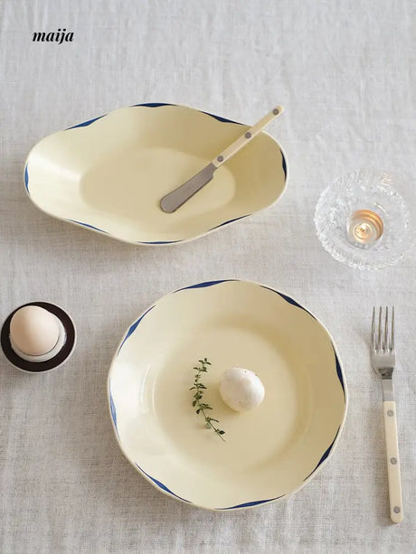 Vintage Cream Stripe Plate from momo's talk