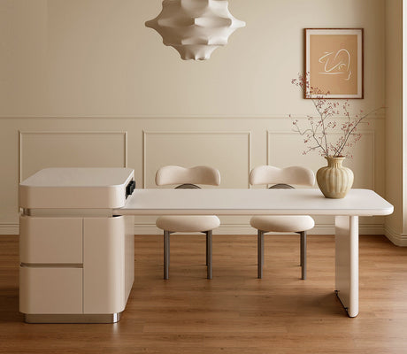 QUANMU Santiago Elegant Rock Plate Cream Style Luxury Dining Table from QUANMU