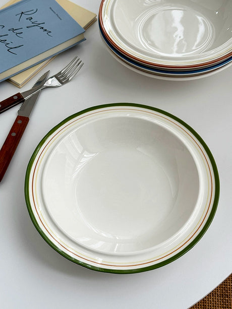 YASUKI Minja Retro Striped Ceramic Soup Bowl from YASUKI
