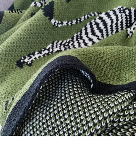Green Zebra Retro Throw from maija